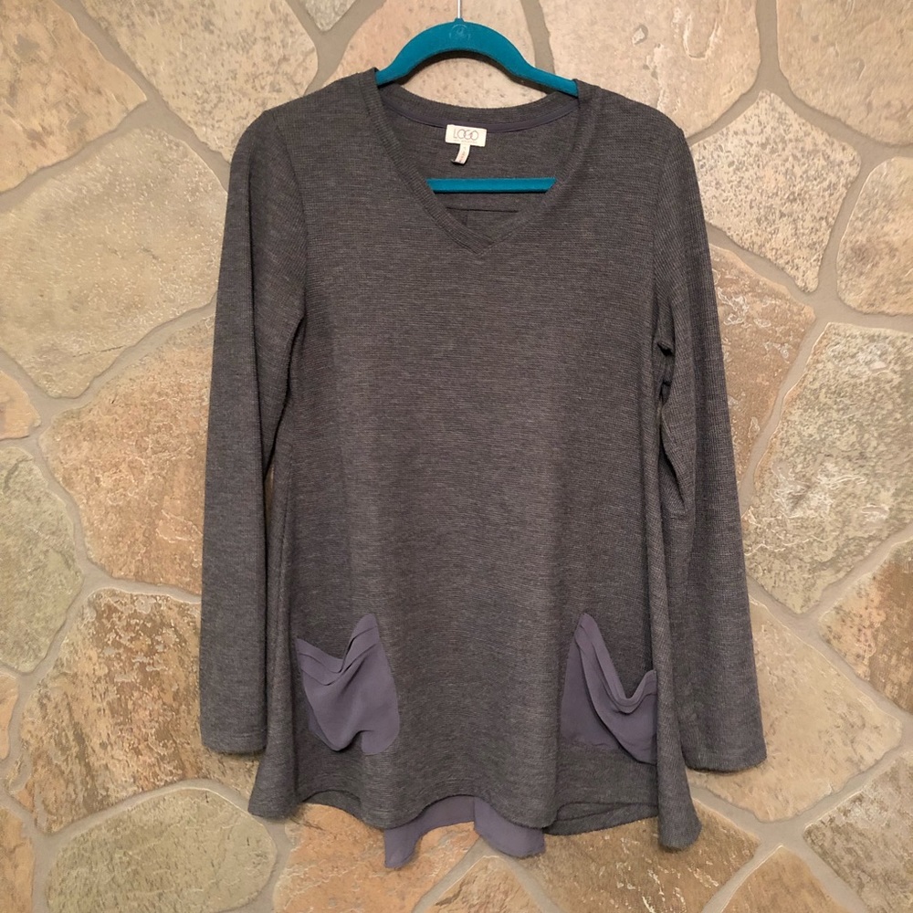 LOGO Lori Goldstein waffle knit tunic. Size Small